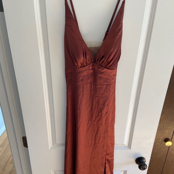 Revelry Cinnamon Rose Satin Bridesmaid Dress - Picture 3 of 6